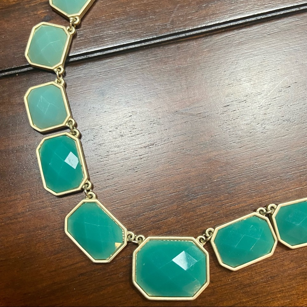 Vintage Shades of Green Ascending Gold Tone Matinee Necklace